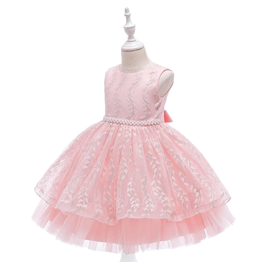 Fancy Pearl Embroidered Floral Birthday Girl Dress - Picture 3 of 9